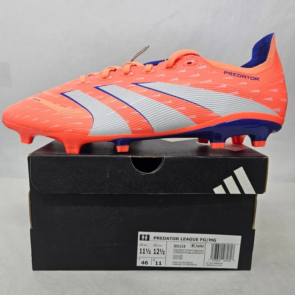 Adidas Predator League FG/MG Soccer Cleats JI1115 Orange Blue Men's Size 11.5